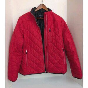 Lands End Womens Red Quilted Primaloft Insulated Puffer Coat Jacket L (14-16)